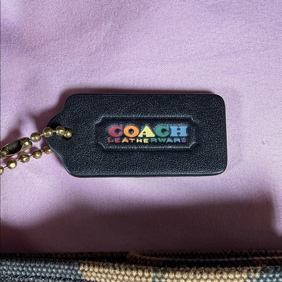 Coach Rexy Brown Camo Print Tote with Multicolor Pride Dinosaur Patch - Picture 3 of 11